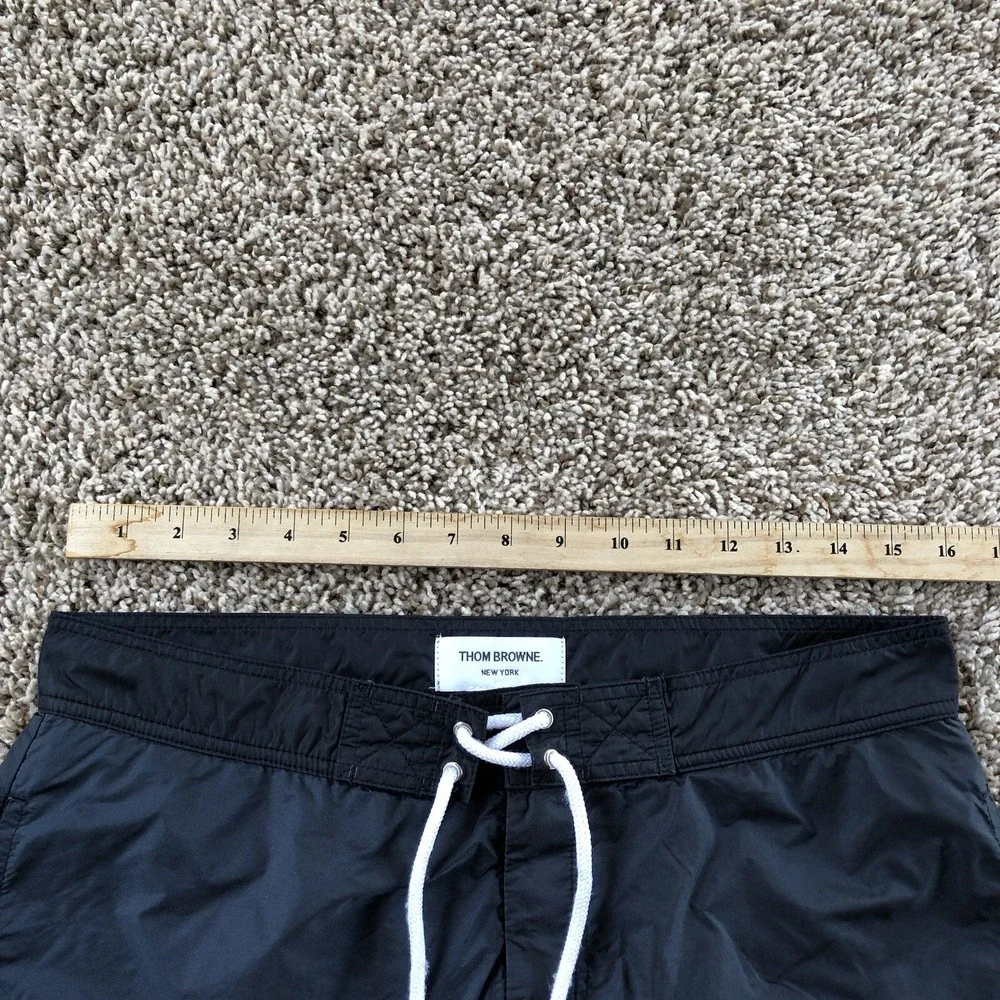 Thom Browne New York 4-Bar Swim Trunks Board Shorts Navy Nylon Drawstring Waist